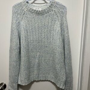 Large John+Jenn Knit Women's Sweater in 2 tone blue and white